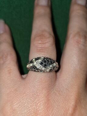 Vintage Avon "NRT" Black & White Pavé Dome Statement Ring
